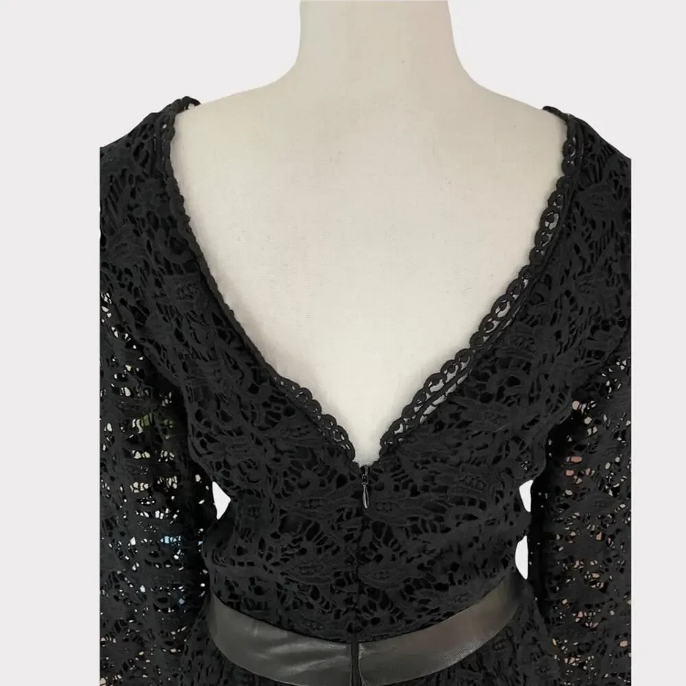 Joie Black Cotton Lace Fit & Flare Dress S - Picture 5 of 10